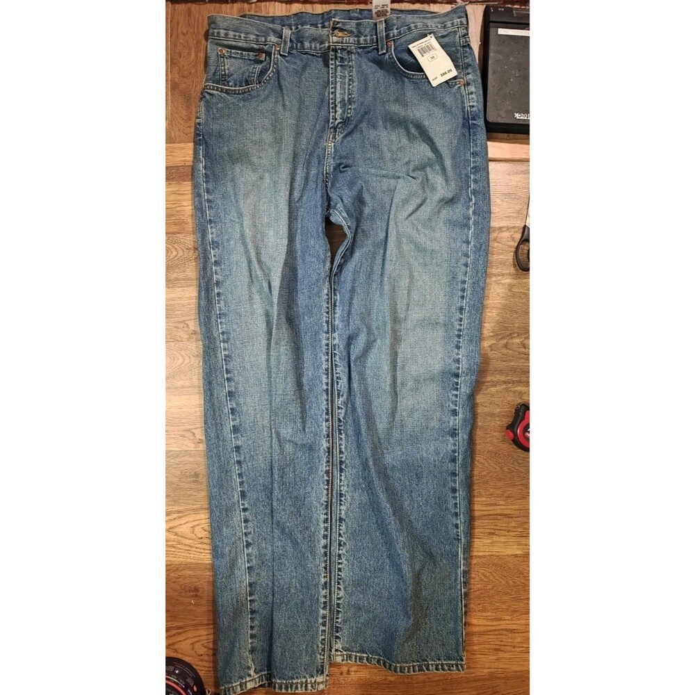 NEW VTG Y2K Lucky Brand Dungarees Blue Jeans Mens 36x32 Loose Fit Regular